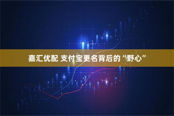 嘉汇优配 支付宝更名背后的“野心”