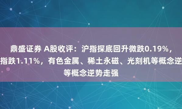 鼎盛证券 A股收评：沪指探底回升微跌0.19%，创业板指跌1.11%，有色金属、稀土永磁、光刻机等概念逆势走强