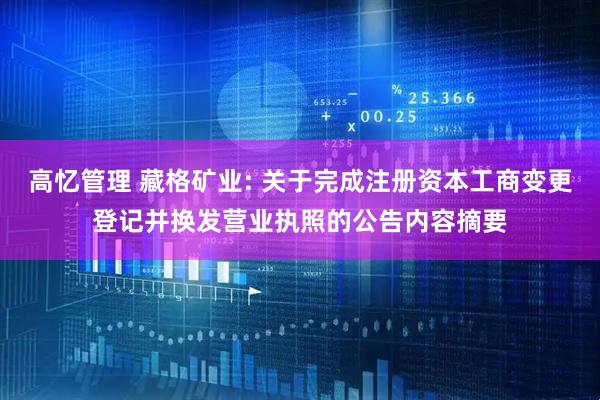高忆管理 藏格矿业: 关于完成注册资本工商变更登记并换发营业执照的公告内容摘要