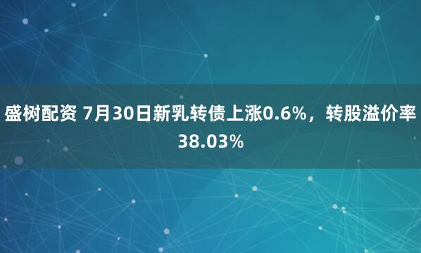 盛树配资 7月30日新乳转债上涨0.6%，转股溢价率38.03%